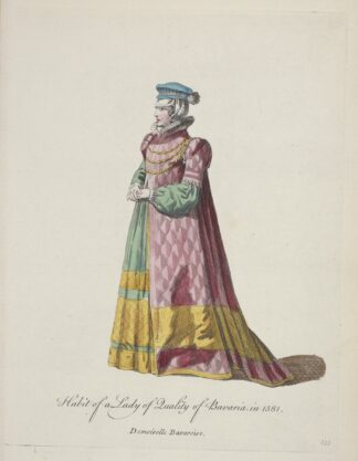 Habit of a lady of quality of Bavaria in 1581. Demoiselle Bavaroise. by Charles Grignion