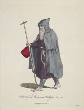 Habit of a mendicant religious in 1588. Religious mendicant. by Charles Grignion