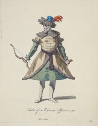Habit of a Moscovian officer in 1577. Officier Russe. by Charles Grignion