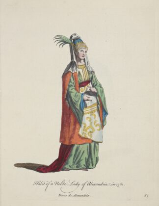 Habit of a noble lady of Alexandria in 1581. Dame de Alexandrie. by Charles Grignion