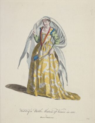 Habit of a noble matron of Venice in 1581. Dame Venitienne. by Charles Grignion