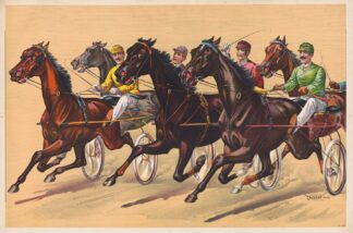 Harness race depicting five horses by Calvert Litho. Co