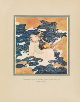 He scampered across the sand and plunged right in among the foaming billows by Edmund Dulac