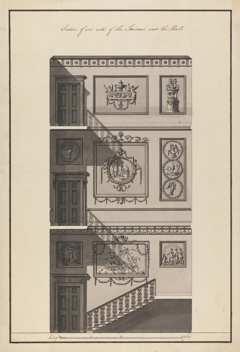 Headfort House, Ireland: Section of the Staircase by Robert Adam