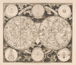 Hemelkaart met de noordelijke en zuidelijke sterrenbeelden Planisphaerium coeleste by Peter Schenk the Elder