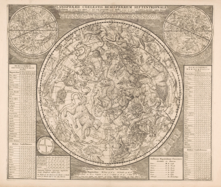 Hemelkaart met de noordelijke sterrenbeelden Planisphaerii coelestis hemisphaerium septentrionale by Peter Schenk the Elder