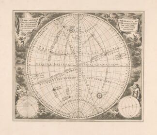 Hemelkaart met rechtopstaande en schuine aardbol Haemisphaeria sphaerarum rectae by Peter Schenk the Elder