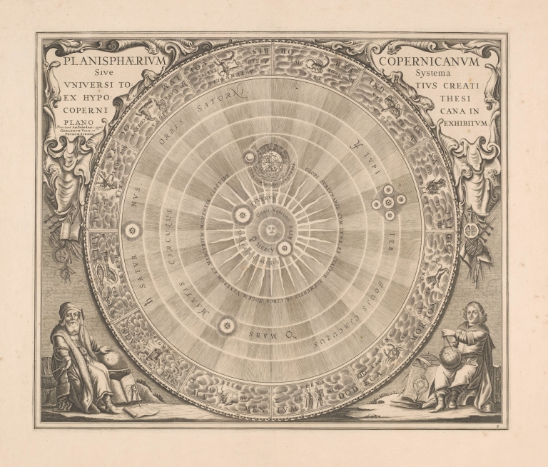 Hemelkaart van het stelsel van Copernicus Planisphaerium Copernicanum by Peter Schenk the Elder