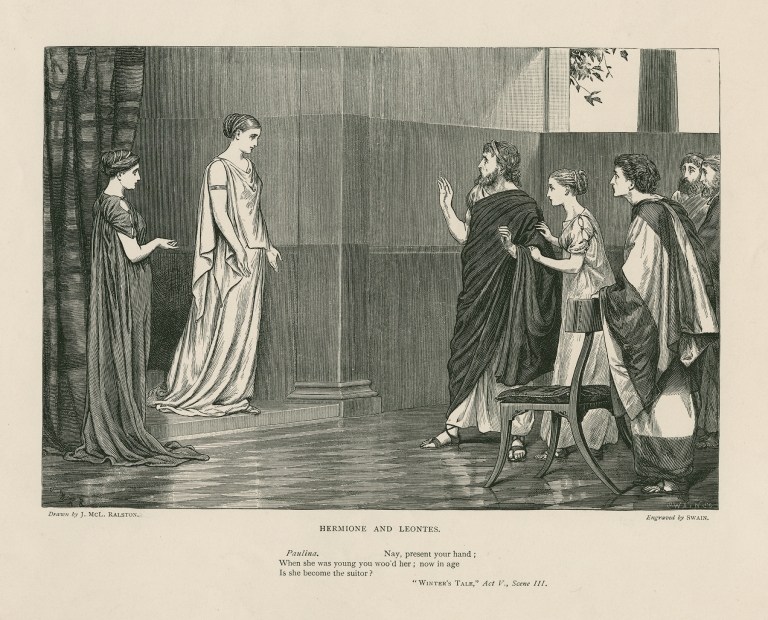 Hermione and Leontes, Paulina; Nay, present your hand, Winter’s tale, act V, scene III by Joseph Swain