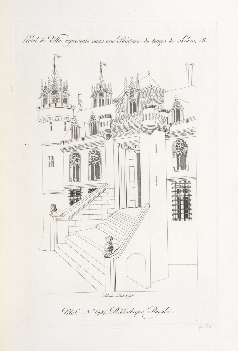 Hôtel de ville, représenté dans une peinture du temps de Louis, XII. by Nicolas Xavier Willemin