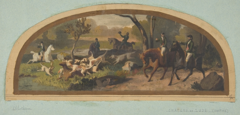 Hunting Scene; Mural design for a lunette in the library of the Chateau de Lude by Jules-Edmond-Charles Lachaise