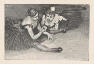 In the greenroom; danseuses playing with ‘osselets’ by Pierre Carrier-Belleuse
