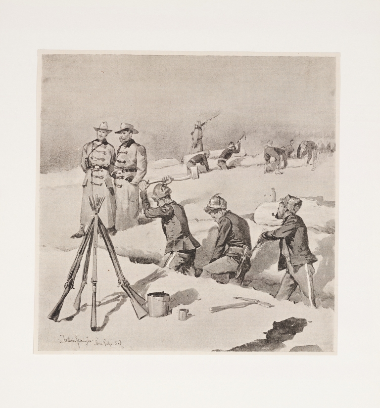 In the trenches at Pine Ridge by Frederic Remington