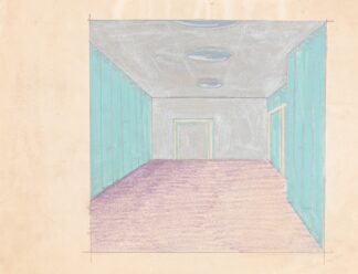 Interior design drawings for unidentified rooms.] [Sketch for unidentified room with silver wall and ceiling by Winold Reiss