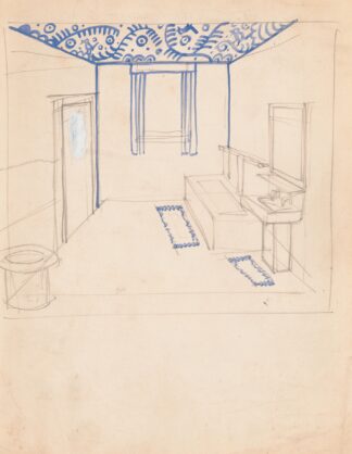 Interior design sketches for Alamac Hotel, 71st and Broadway, New York, NY.] [Incomplete interior perspective of a bathroom by Winold Reiss