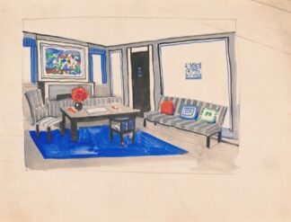 Interior design sketches for Alamac Hotel, 71st and Broadway, New York, NY.] [Study for living room suite by Winold Reiss
