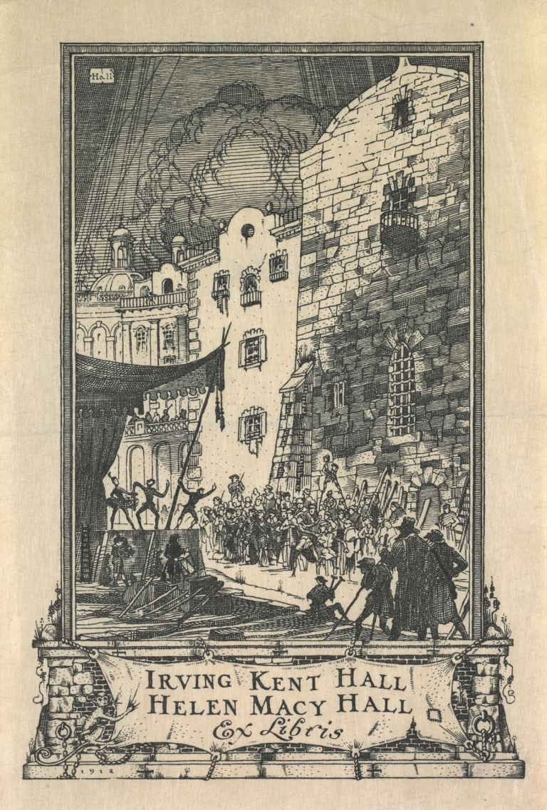 Irving Kent Hall and Mary Kent Hall, Ex Libris inscribed by Frederick Garrison Hall