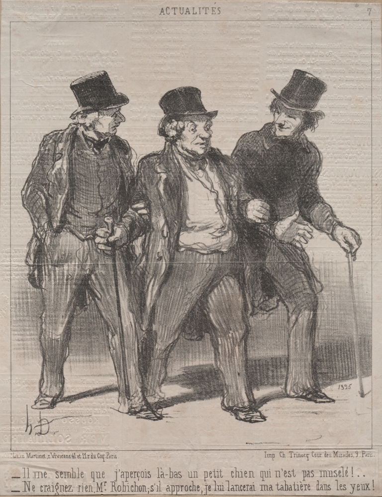 It seems to me that I notice a little dog there that is not muzzled!… by Honoré Daumier