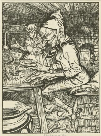 Jack sneaks into the giant’s house by Arthur Rackham