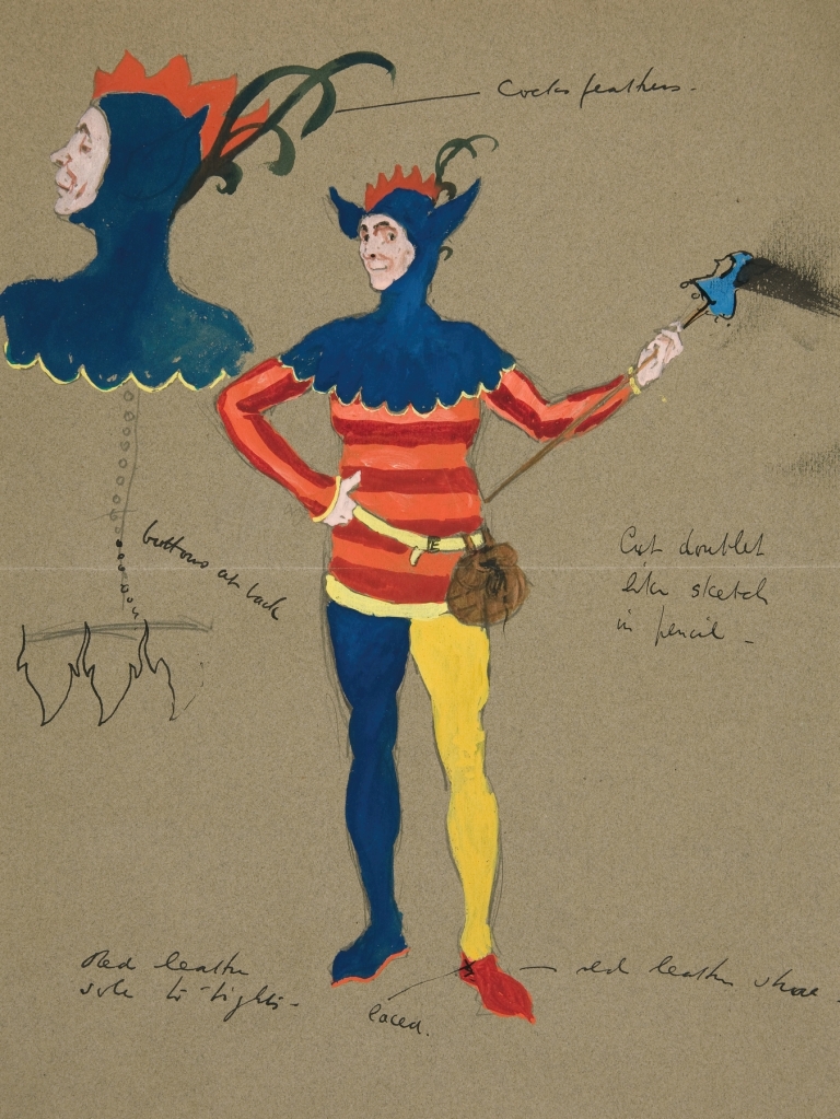 Jester, costume sketch for Henry Irving’s Planned Production of King Richard II by Edwin Austin Abbey