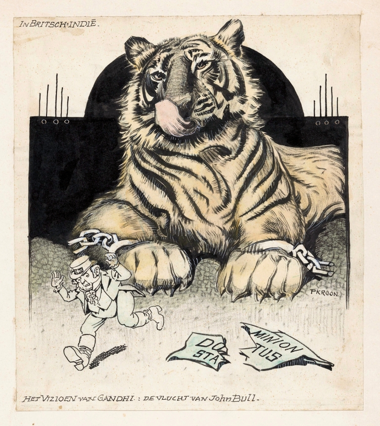 John Bull vlucht voor de Indiaase tijger by Patricq Kroon