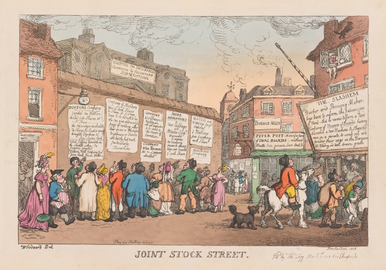 Joint stock street by Thomas Rowlandson