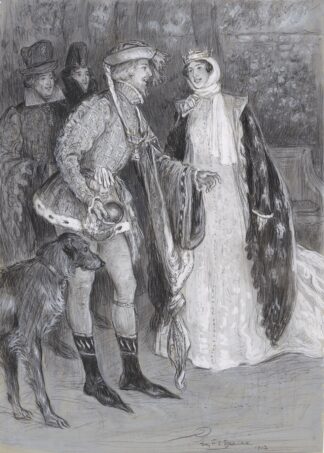 King Richard II, Mr. Tree as Richard and Lily Brayton as the queen, the opening scene at his Majesty’s Theatre by Percy Frederick Seaton Spence