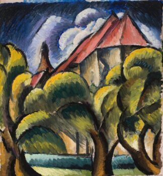 Landscape with a church by Wacław Wąsowicz