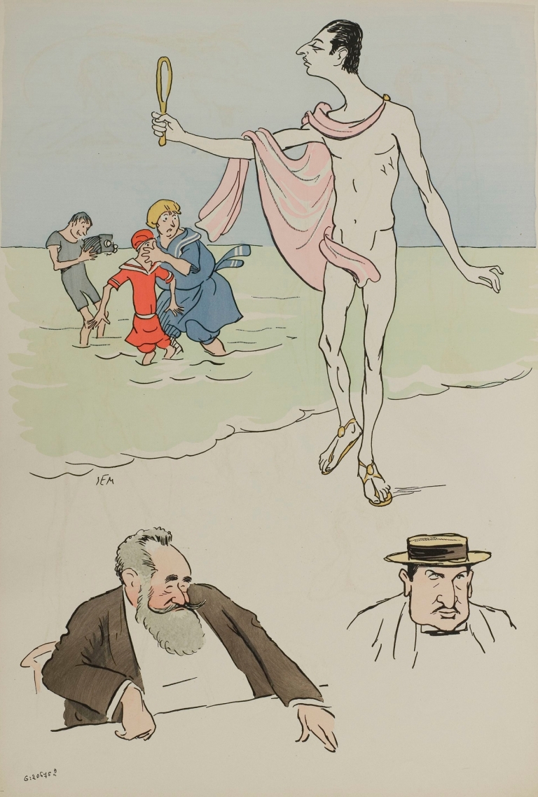 le baron Maurice de Rothschild, Edmond Dreyfus , M Cahen by Georges Goursat (Sem)