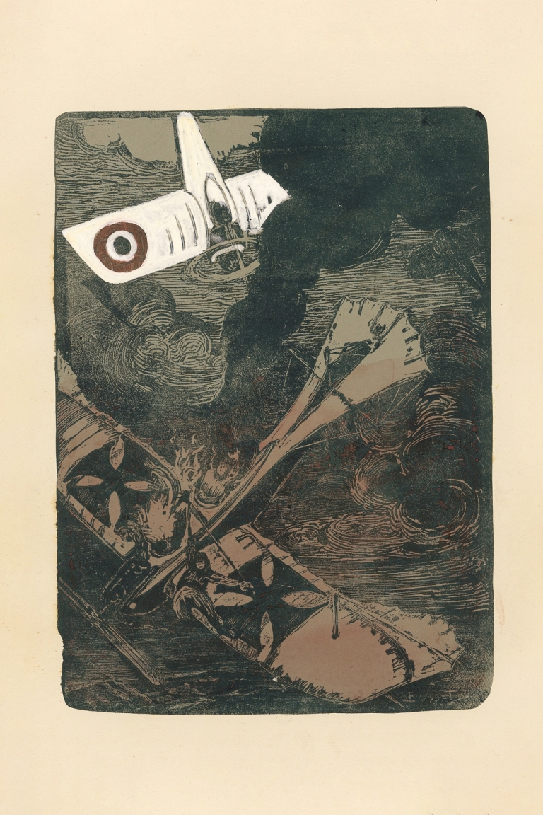 Le fin d’un Taube, bombardements de Paris, 1915 by Maurice Busset