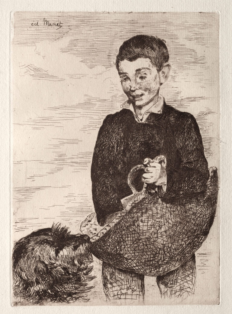 Le gamin au chien, avec le cabas by Édouard Manet