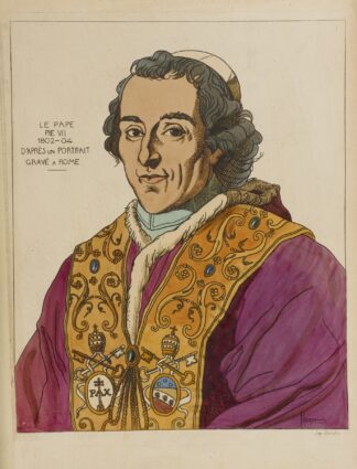 Le Pape Pie VII. 1802-04. D’après un portrait gravé a Rome. by Raphaël Jacquemin