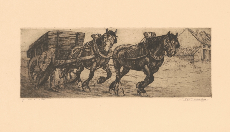 Le tombereau by Constant Eugène de Busschere