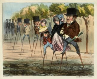 Les Parisiens ayant trouvé moyen de circuler en temps de pluie by Honoré Daumier