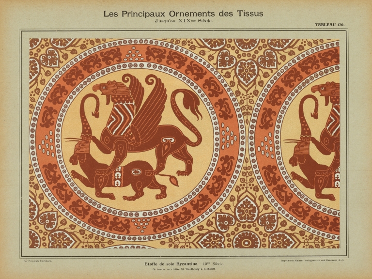 Les principaux ornaments des tissus jusqu’au XIXme siècle Pl.08 by Friedrich Fischbach