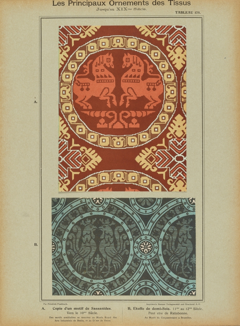 Les principaux ornaments des tissus jusqu’au XIXme siècle Pl.13 by Friedrich Fischbach