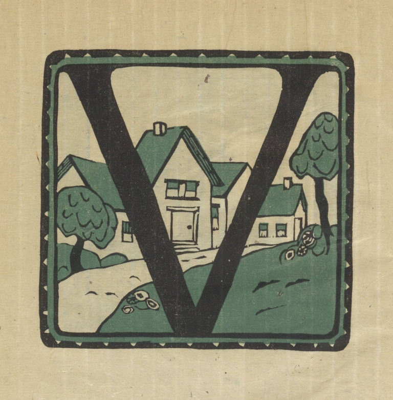 Letters designed and cut on linoleum blocks Pl.22 by Columbia University Teachers College