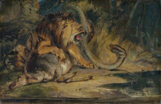 Lion Defending its Prey by Sir Edwin Henry Landseer