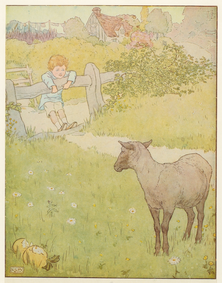 Little boy and black sheep. by Leonard Leslie Brooke