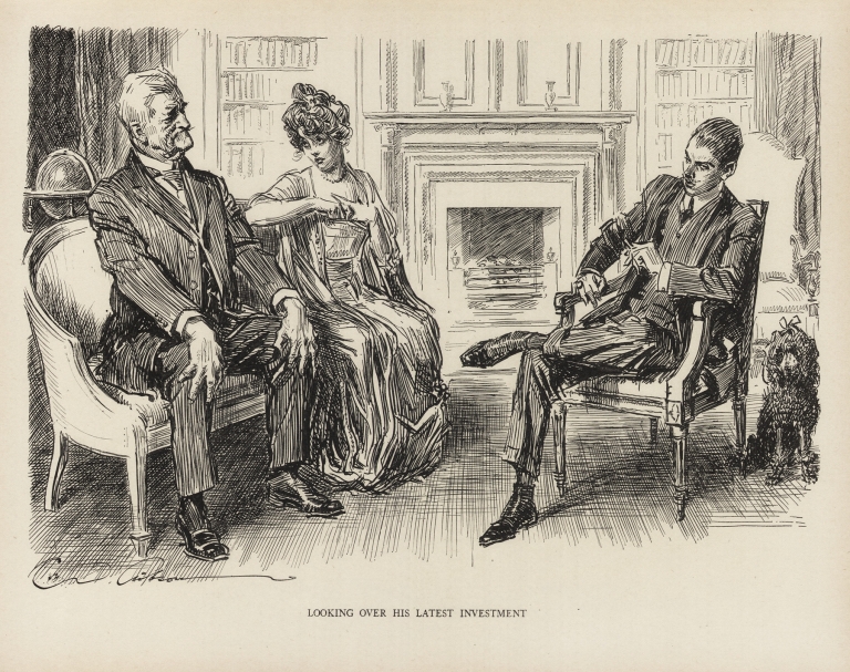 Looking over his latest investment by Charles Dana Gibson