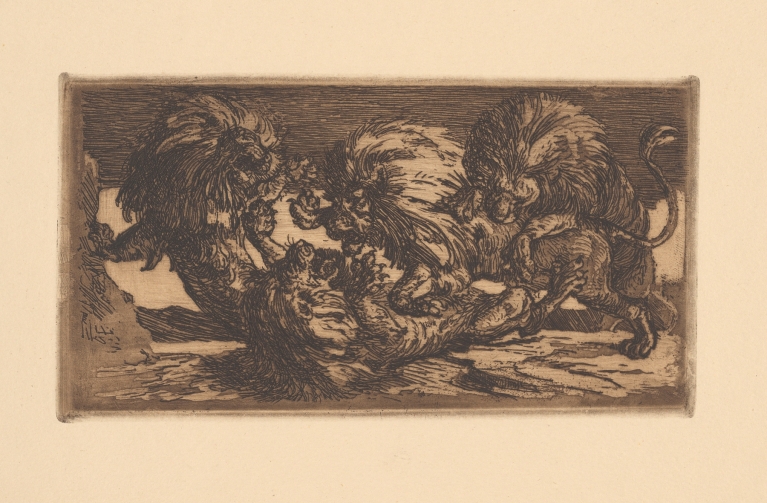 Löwenkampf by Albert Welti