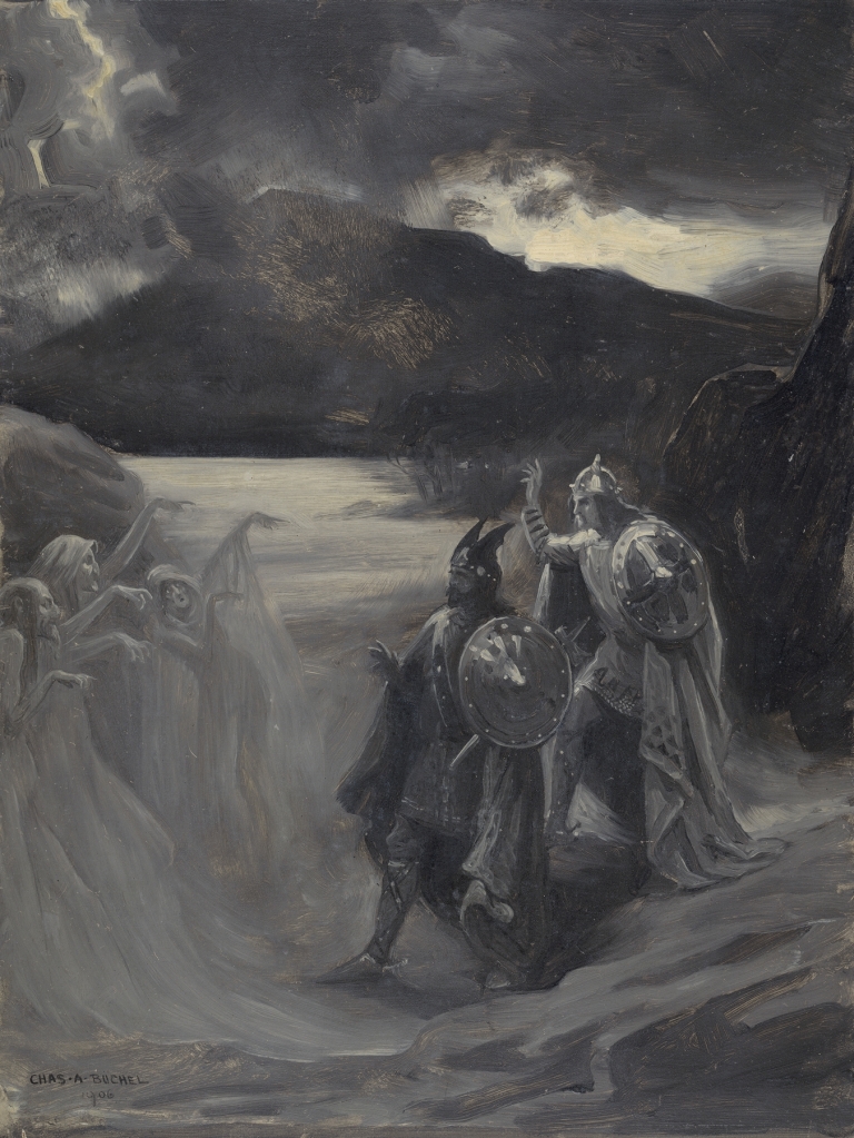 Macbeth and the three witches by Charles Buchel