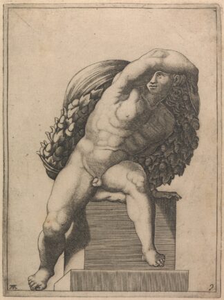Male Nude from Panel of ‘The Sacrifice of Noah’. by Adamo Scultori
