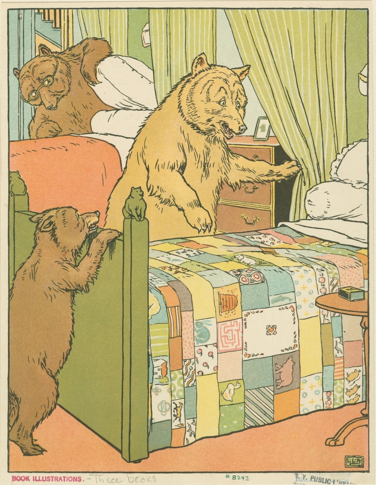 Mamma bear checks the beds by Leonard Leslie Brooke
