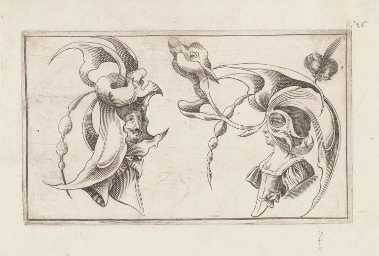 Masks and hats Pl.05 by Agostino Mitelli