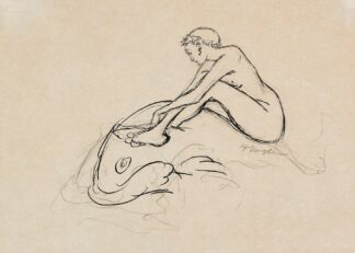 Meerjungfrau auf Fisch reitend by Heinrich Vogeler