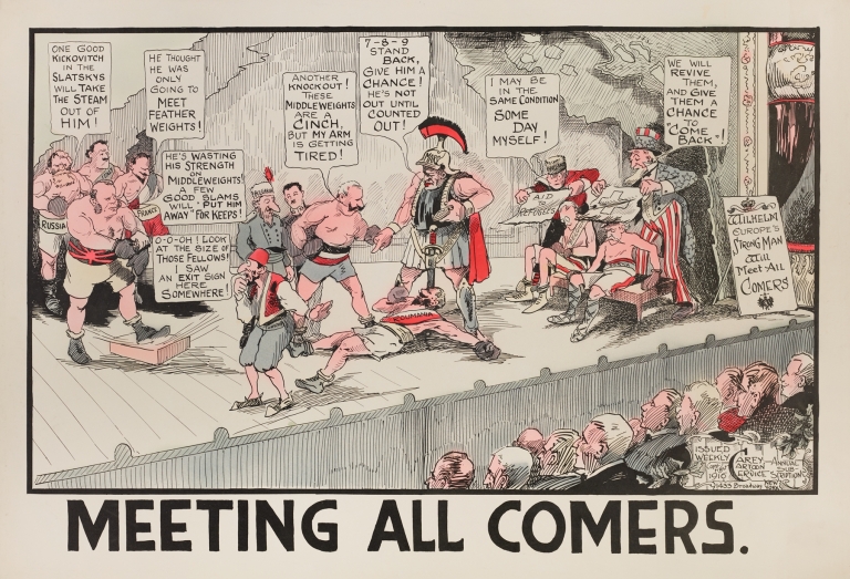Meeting All Comers by Carey Cartoon Service