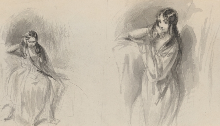 Melancholy woman; two sketches by Felix Octavius Carr Darley