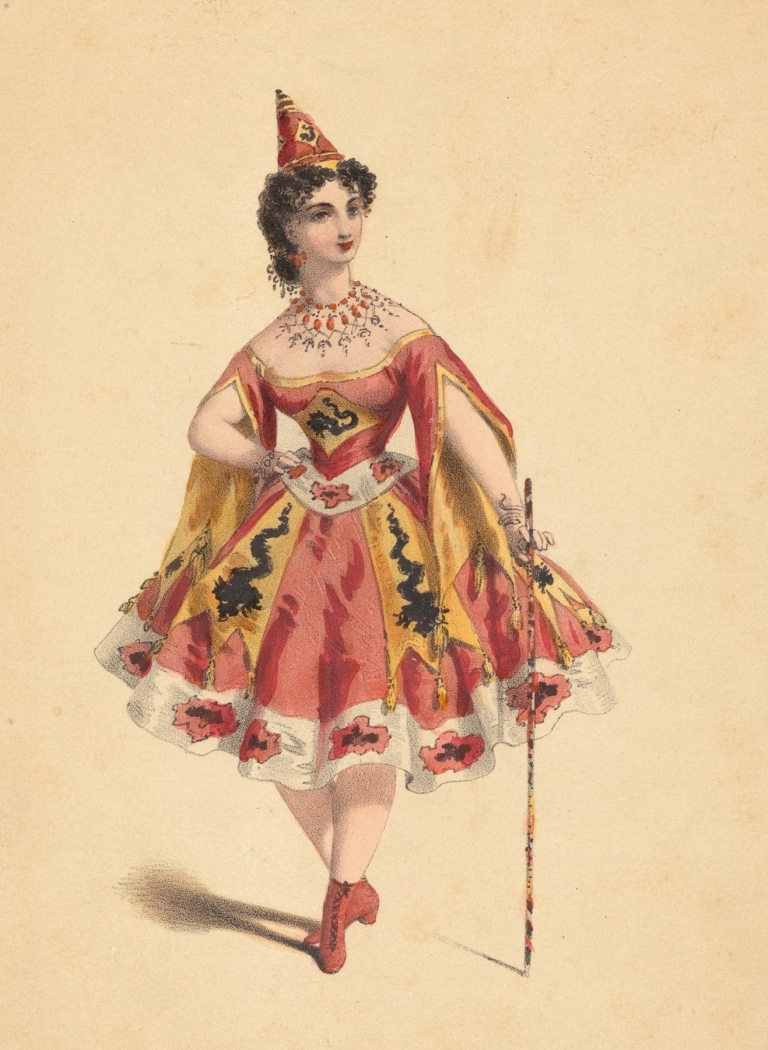 Melle. Leroyer, rôle de la Folie dans Les adieux au Boulevart du Temple by Imp. Becquet