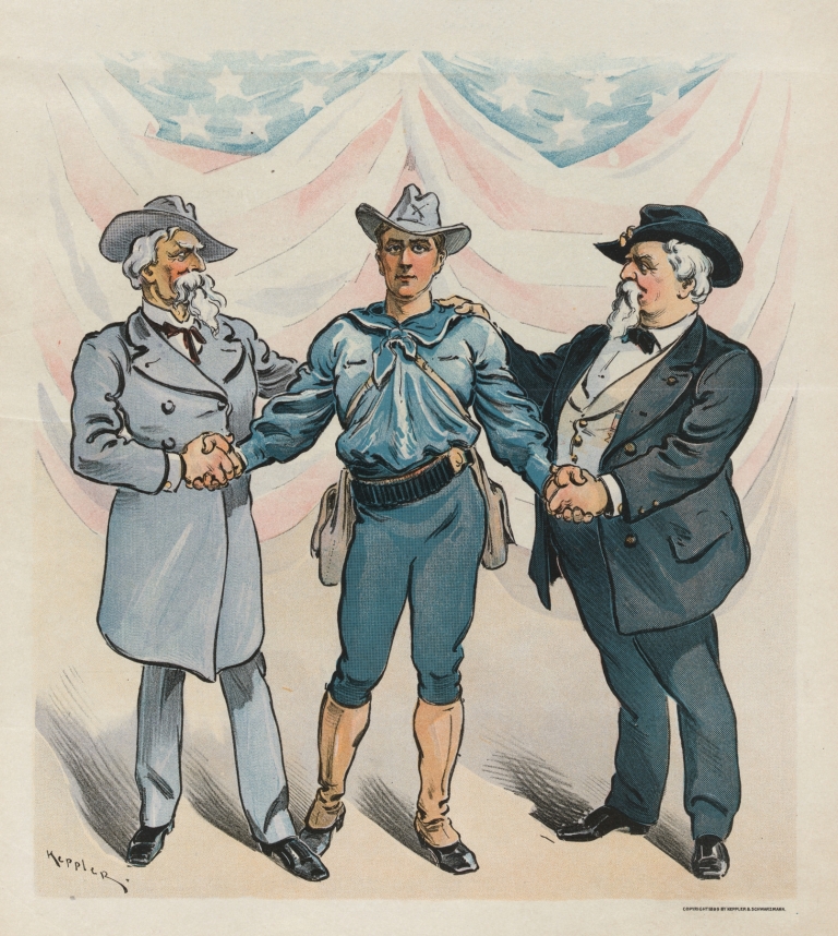 Memorial Day, 1899 – three veterans under one flag by Udo Keppler